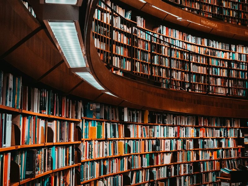 Ordered shelving in a reading room, standing in for a maintained listing register